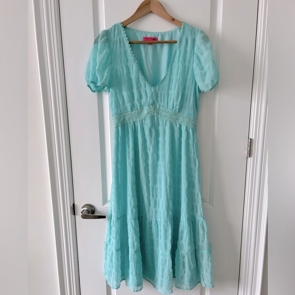 Betsey Johnson Tiffany Blue Romantic Midi Dress Size M - Picture 6 of 11